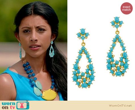 Kenneth Jay Lane Turquoise Earrings Best All Earring Photos Wornontv Divya S Turquoise Blue V Neck Dress And Yellow Statement On Hold Kjl Kenh Jay Lane Chandelier Post Back Earrings