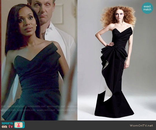 Wornontv Olivia S Black Asymmetric Gown On Scandal Kerry Rubin Singer Fall 2017 Black Gown Worn By Kerry Washington On Scandal