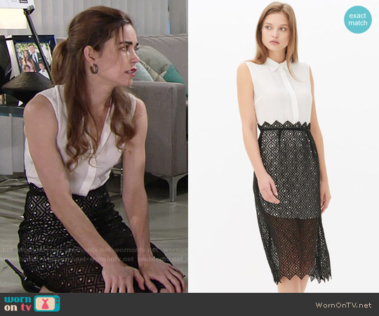 WornOnTV: Victoria’s button front dress with lace skirt on The Young ...