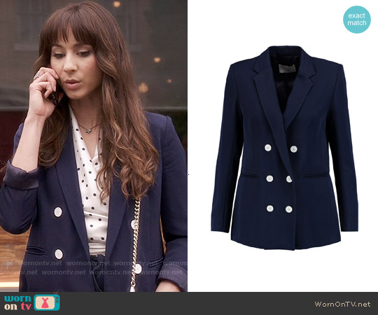 WornOnTV: Spencer’s white polka dot wrap top and navy suit on Pretty ...