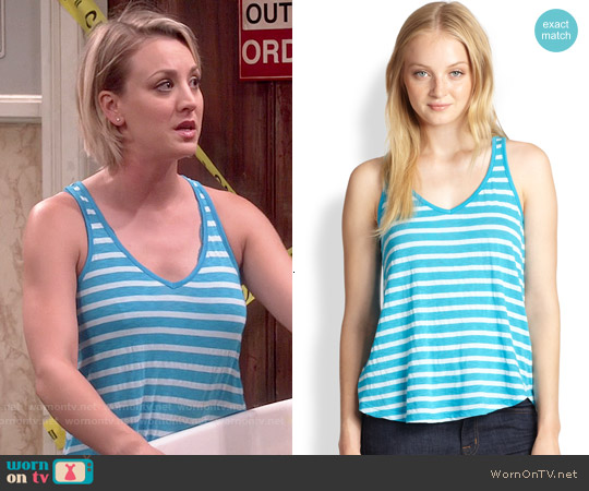 Wornontv Pennys Blue Striped Tank Top On The Big Bang Theory Kaley Cuoco Clothes And 9620