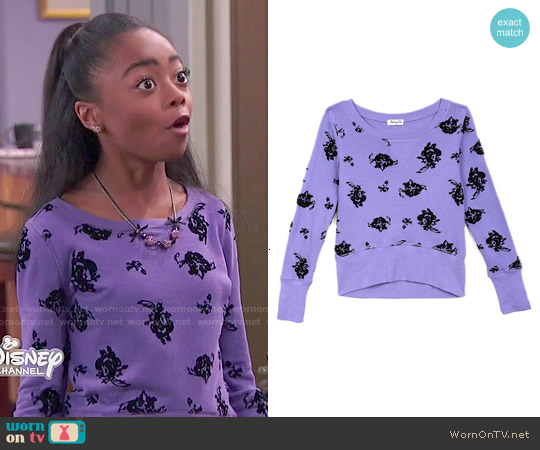 WornOnTV: Zuri’s purple floral sweater on Jessie | Skai Jackson
