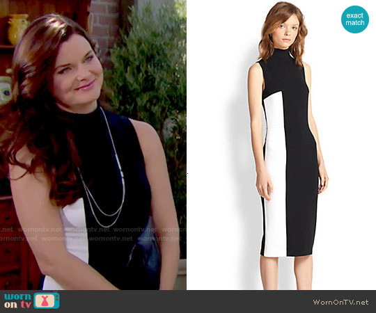 Wornontv Katie S Black Dress With White Panel On The Bold And Tanya Taylor Lola Two Tone Turtleneck Dress Worn By Heather Tom On The Bold