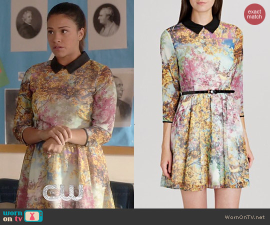 Wornontv Jane S Tree Printed Collared Dress On The Virgin Ted Baker Eponi Pretty Trees Print Dress Worn By Gina Rodriguez On Jane The Virgin