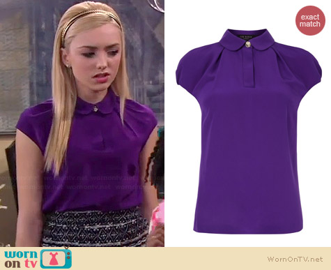 WornOnTV: Emma’s purple peter pan collared top and printed shorts on ...