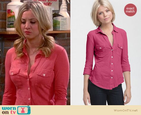 Wornontv Penny S Coral Pink Button Front Shirt On The Big Bang