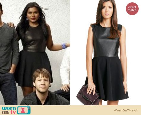 Wornontv Mindy S Black Leather Dress From The Project Season The Mindy Project Fashion Diane Von Furstenberg Jeannie Two Leather Fit And Flare Dress Worn