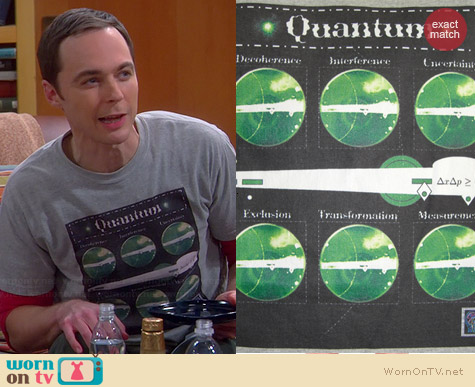 WornOnTV: Sheldon’s grey Quantum T-shirt on The Big Bang Theory | Jim ...