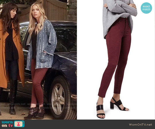 Wornontv Hanna S Printed Denim Wrap Jacket On Pretty Little Liars