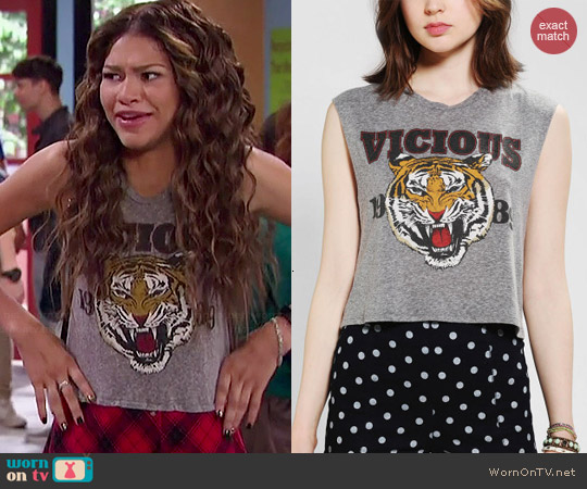 Wornontv Kc’s Vicious Tiger Top On Kc Undercover Zendaya Clothes And Wardrobe From Tv