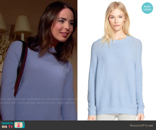 blue ribbed sweater