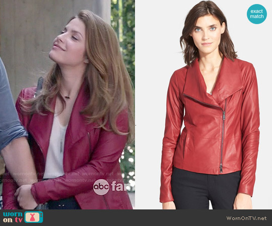 Wornontv Audrey S Red Leather Jacket On Kevin From Work Paige Spara Clothes And Wardrobe From Tv