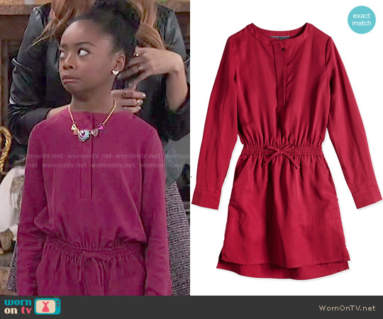 Wornontv Zuri S Burgundy Drawstring Dress On Jessie Skai Jackson Clothes And Wardrobe From Tv