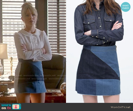 zara patchwork denim skirt